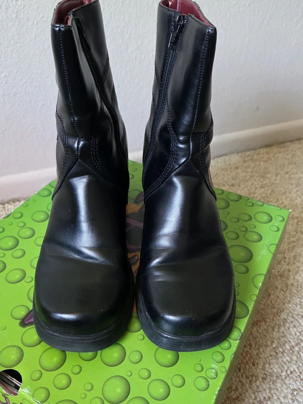 Vintage Y2K Mudd Bratz Doll Chunky Heel Faux Leather Embroidered Boots Size 9 - Picture 6 of 16